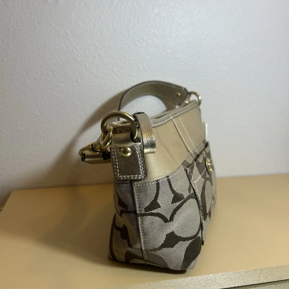 Coach Y2K Signature Canvas Jacquard Baguette 2007 Shoulder Bag/Purse Gold Hardwa